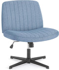OLIXIS Criss Cross Legged Chairs Armless No Wheels Wide Seat Height Adjustable Swivel Padded Fabric Home Office Desk Seating for Bedroom, Student, Study Room