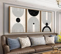 Framed Wall Art Canvas Set Mid Century Boho Pictures Modern Abstract Geometric Wall Decor Minimalist Black Beige Bohemian Canvas Painting Artwork for Living Room Bedroom Office 20"x28"x3 Natural