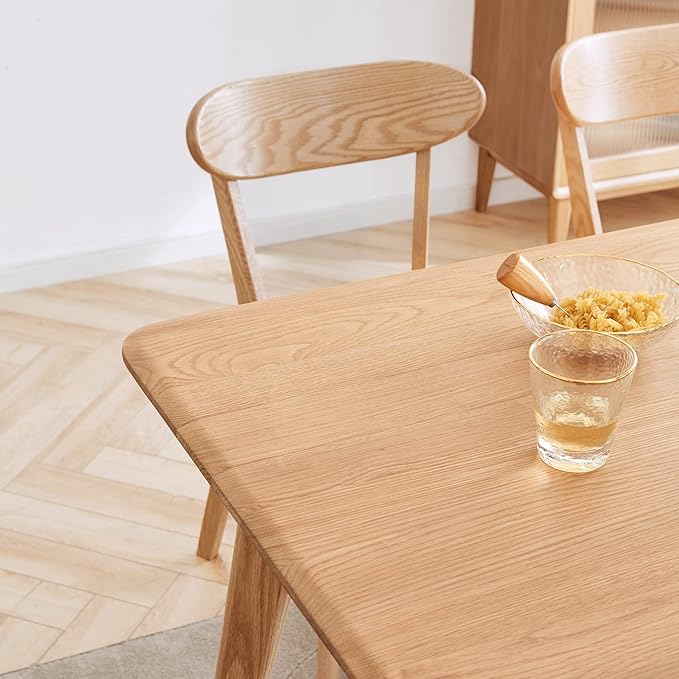 Dining Chairs Set of 2, Solid Oak Wood Dining Chair with Comfortable Backrest, Sturdy Wooden Chairs Legs with Silent Footpad for Kitchen, Dining Room