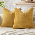 MIULEE Pack of 2 Gold Throw Pillow Covers 16x16 Inch Mustard Yellow Summer Modern Boho Accent Decorative Pillow Covers Soft Chenille Farmhouse Cushion Covers for Home Decor Couch Bed Sofa Living Room