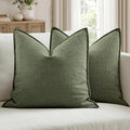 MIULEE Pack of 2 Thick Textured Couch Throw Pillow Covers, Dark Green Decorative Pillow Covers 18x18, Linen Cushion Cases for Sofa Bed Living Room Modern Farmhouse Home Decor, No Filling