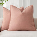 Foindtower Pack of 2, Decorative Linen Soild Throw Pillow Covers Soft Accent Euro Cushion Case Boho Farmhouse Pillowcase for Chair Couch Sofa Bedroom Living Room Home Decor 26 x 26 Inch Coral Pink