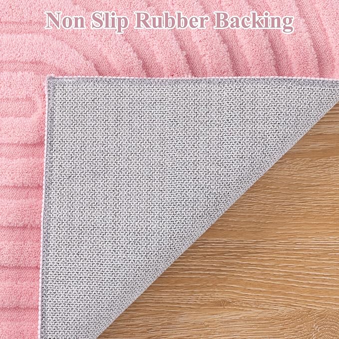 Pauwer Pink Area Rug for Girls Bedroom 3x5 Soft Fluffy Non Slip Machine Washable Rugs Arch Modern Indoor Mat Fuzzy Floor Carpet for Kids Nursery Living Room Dorm Playroom Dining Baby Home Decor
