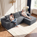Grey Modular Sectional Couch with 108" L-Shape Chaise, Deep Seat Corduroy Sofa Plush Fabric Cloud-Like Couches for Living Room, No Assembly Modern Minimalist Furniture (Left Facing Chaise)