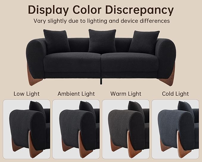 Morden Fort Modern Accent Chairs Set of 2, Sturdy Tilted Wood Legs with Thick Cushion Comfy Lumbar Pillow Armless Reading Chairs for Living Room Lounge Bedroom - Black
