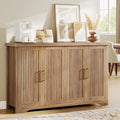 Memobarco Fluted Buffet Cabinet with Storage Accent Sideboard,Modern Credenza with 4 Doors & Adjustable Shelves,Wood Coffee Bar Table Console for Dining Room Kitchen Living Room Entryway,Natural Oak