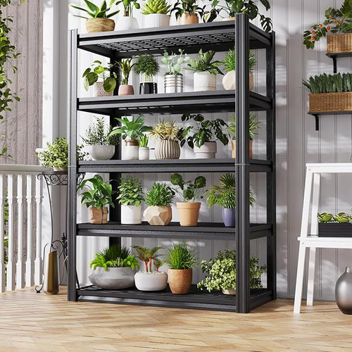 3Pack 5 Tier Heavy Duty Garage Shelving,2500LBS Adjustable Metal Storage Shelves, Boltless Industrial Shelving Unit for Garage, Basement, Warehouse, Pantry, Closet, Kitchen, 78"x 46"x 20" Black
