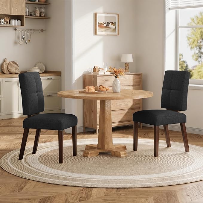 HOMRELEXA Wooden Dining Chairs Set of 6, Dining Room Chairs with Wood Legs, Cloud-Like Cushion & Reinforcement Structure Design for Kitchen/Living Room/Restaurant, Easy Assembly