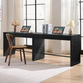 SICOTAS Home Office Executive Desk - 47-Inch Computer Desk with Drawer, Farmhouse Writing Study Desk with Storage,Boho Makeup Vanity Table for Bedroom (Black Oak, 2 Pieces)