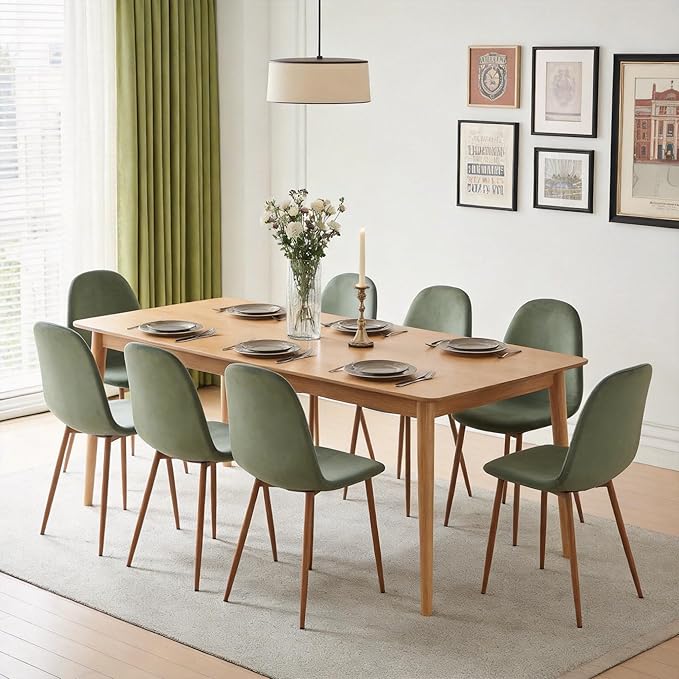 Velvet Dining Chairs Set of 4 - Modern Seating with Metal Legs for Living, Bedroom, Dining Room - Green Chairs, Chair Set for 4