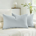 HAUSSY Dusty Blue Throw Pillow Covers 12x20 Inch Set of 2,Boho Decorative Faux Linen Lumber Throw Pillows Cozy Farmhouse Accent Cushion Covers,Home Decor for Couch Sofa Bed Living Room