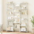 IOTXY Wooden Triple Wide Bookshelf - 6-Tier Large Shelf Bookcase with Solid Beech Frame, Tall Freestanding Open Etagere Display Rack for Home Office, White