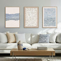 SAFERRYHOME Blue Neutral Contrast Abstract Boho Wall Art Framed Canvas Print Set, Mid Century Modern Minimalist Lines Geometric Pattern for Living Room, Bedroom, Office - 3 Panels 16x24 Inch