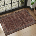 Brick Red 2x3 Entryway Rug, Vintage Earthy Front Door Mat Indoor Entrance, Low Pile Thin Kitchen Rugs Washable Non-Slip, Aesthetic Moody Small Area Rugs for Entry Way Bedroom Bathroom