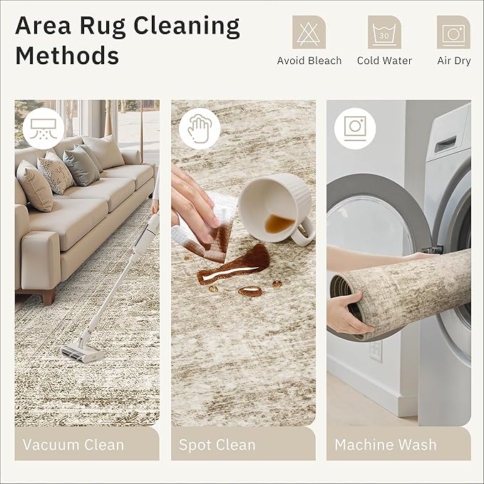 Soalmost Runner Rug 3x12 Washable Non-Slip Hallway Runner Rugs for Kitchen Bathroom Laundry Room Brown Vintage Floor Carpet Runners for Hallways Entryway