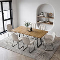 ZckyCine Extendable Dining Table Set for 6, 47" to 63" Expandable Kitchen Table with 6 Upholstered Chairs, Modern Rectangular Wood Dining Room Table Set with Metal Legs for Kitchen Apartment