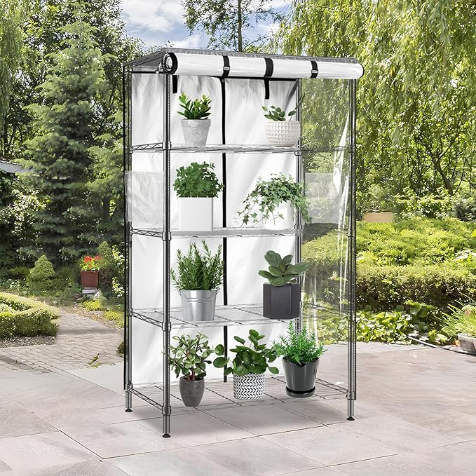 okcool Waterproof Shelf Cover,600D Heavy Duty Wire Shelving Unit Cover,Three Side See Through Panel Clearly Visible (Fits 60" Wx24 Dx72 H Shelves)