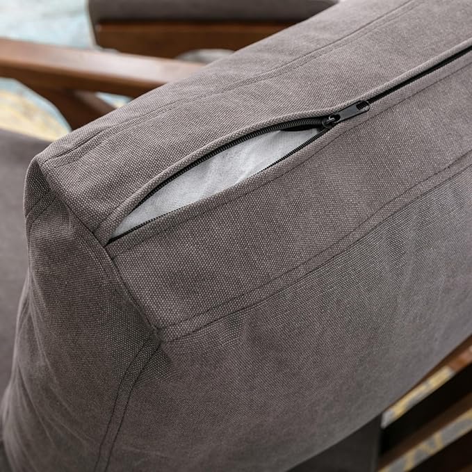 chairus Mid-Century Modern Accent Chair, Comfy Upholstered Lounge Armchair with Removable Cushions & Solid Wood Frame, Reading Chair for Living Room Bedroom Office, Grey Denim Fabric