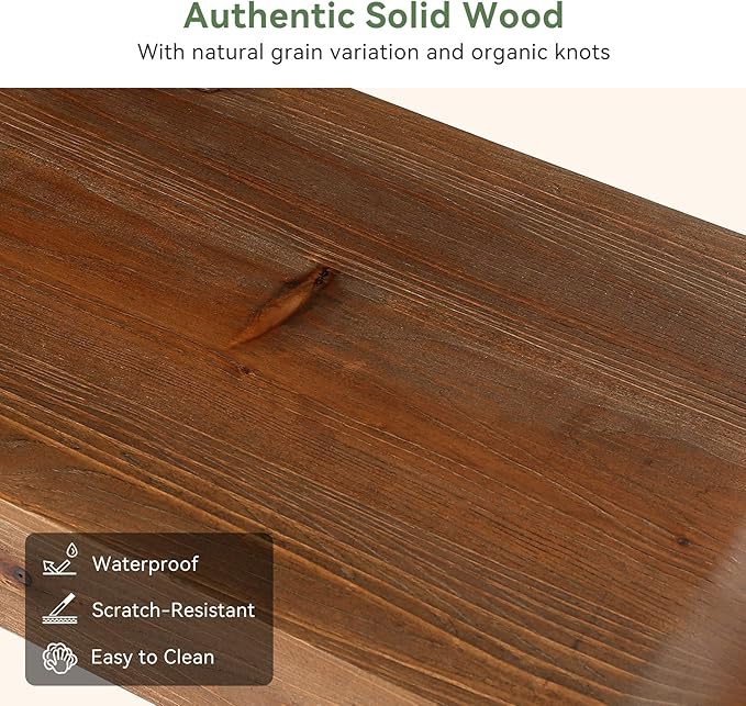 Solid Wood Dining Bench, 55" Wood Bench Indoor for Entryway, End of Bed Bench with Thick Block Seat, Modern Farmhouse Wooden Bench for Dining Table, Bedroom, Hallway, Rustic