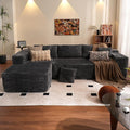 ovios 104" Cloud Boneless Couch with L-Shape Chaise,Modern Sectional Modular Sofa with Deep Seat, Upholstered Couches for Living Room Bedroom,No Assembly Required, Grey (Plush Corduroy Fabric)