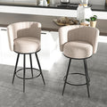 HONIFUR Bar Stools Set of 2, 27" Tufted Modern Counter Height Bar Stools, Upholstered Barstools with Back & Footrest Metal Legs, Counter Stools for Kitchen Island, Counter, Cafes, Dining Room (Beige)