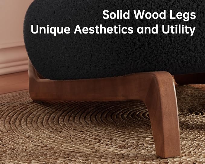 Morden Fort Modern Accent Chairs Set of 2, Sturdy Tilted Wood Legs with Thick Cushion Comfy Lumbar Pillow Armless Reading Chairs for Living Room Lounge Bedroom - Black