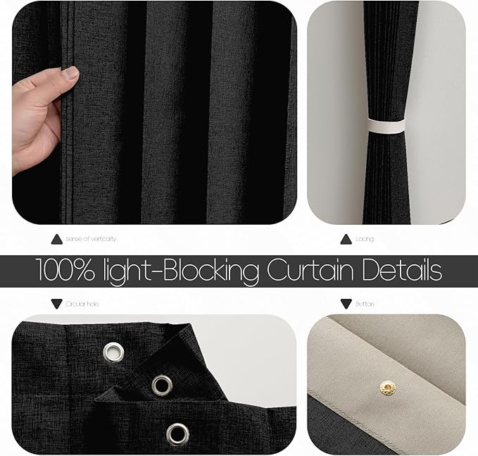 Jilron Accordian Door Curtain, 100% Blackout Folding Magnetic Doorway Curtains,Linen Style Closet Doors,for Room Divider,Privacy Protection（W72 x L78,Black,1 Panel）