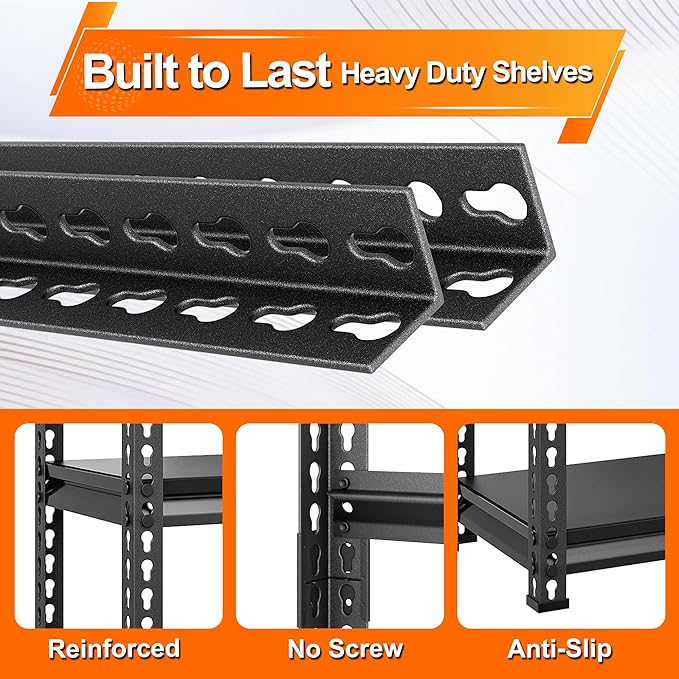 Metal Garage Shelving for Storage - 48'' W 1,410 Lbs Heavy Duty 3 Tier Utility Shelves Freestanding - Adjustable Rack Units for Basement Pantry Kitchen - 48" W x 16" D x 39" H Black