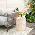 KEVINSPACE Small Side Coffee Table Outdoor MGO Round End Living Room Accent Sofa Bedside Couch Table Bedroom Apartment Indoor 15" W x18.5 H Beige Concrete