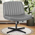 DUMOS Criss Cross Chair Legged Office Chair, Wide Comfy Desk Seat, Armless Computer Task Chairs, Swivel Vanity Home Chair No Wheels,Height Adjustable
