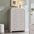 T4TREAM Fluted Dresser with 5 Drawers, 48" Tall Modern Chest of Drawers with Thickened Curved Profile Design, Wood Closet Clothes Storage Organizer for Bedroom, Living Room, Hallway, Alder White