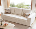 ELUCHANG 85" Modern Couches for Living Room, Natural Linen 3 Seat Sofa, Comfy Deep Seat Sofa, Spring Cushions, Removable Cover, Solid Wood Frame, Easy Assembly Loveseat for Small Space,Apartment,Beige | Breathable material, Easy to Assemble, Removable ...