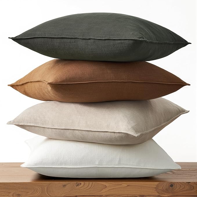 Pack of 4 Throw Pillow Covers 18x18 Inch Goldolive Soft Decorative Linen Pillow Covers Farmhouse Boho Cushion Covers for Mid Century Modern Home Decor Sofa Bedroom Living Room