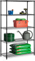 Honey-Can-Do 5-Tier Heavy-Duty Adjustable Shelves, Metal Storage Rack with 800-lb Shelf Capacity, Black, 18" W x 42" L x 72" H