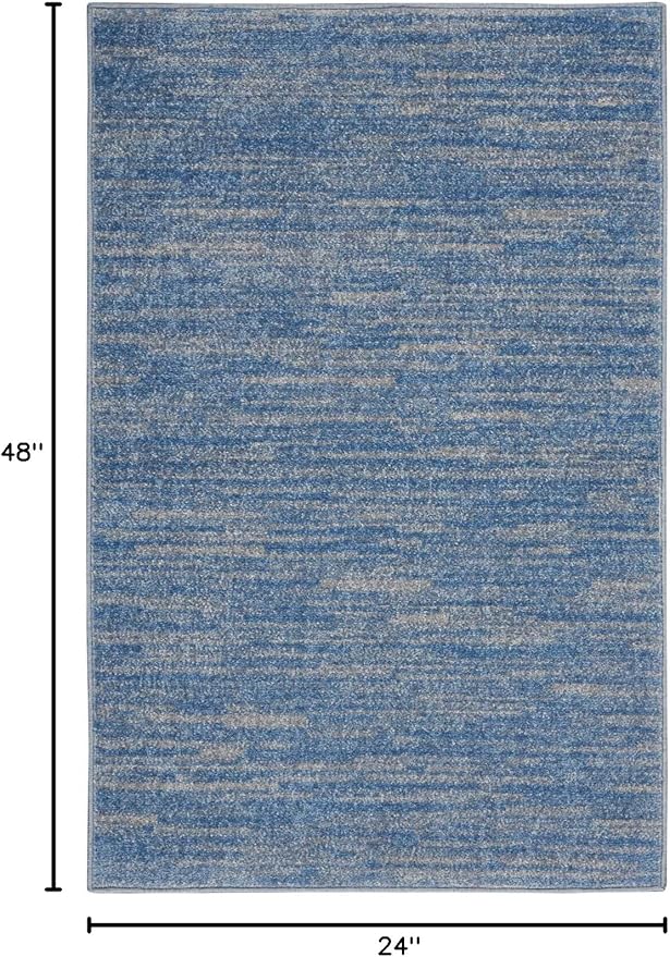 Nourison Home Nourison Essentials Blue Grey 2' x 4' Area Rug - Easy Clean, Non Shedding, Bed Room, Living Room, Dining Room, Kitchen (2' x 4')