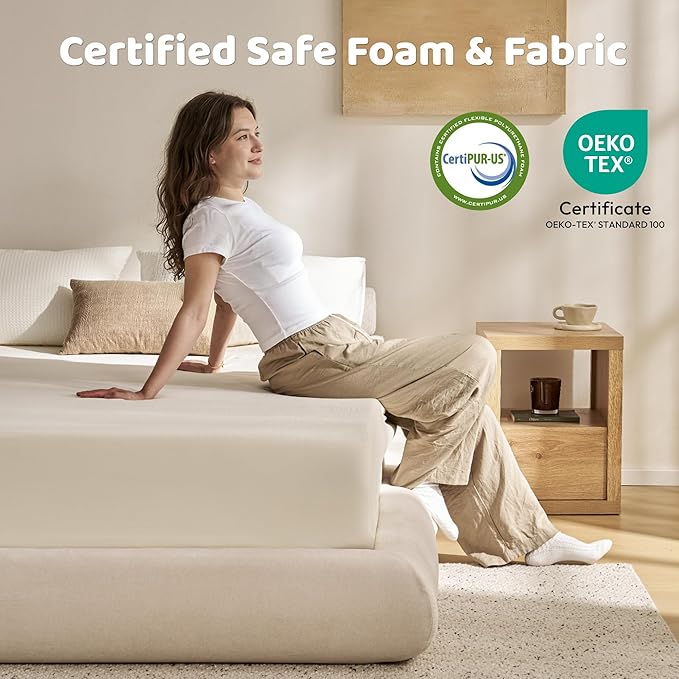 RECCI AirFrame Half-Moon Upholstered Twin Platform Bed Frame, Velvet Curved Arched Base, 5 Inch Fully Round Cushioned Foam, No Box Spring Needed, Easy Assembly | Round Shaped, Boucle, Low-profile, Soft