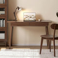 100% Solid Wood Desk with Drawers, Mid Century Modern Writing Desk, Walnut Color Office Desk for Study Bedroom Living Room 41.33" W