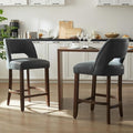 VKNOW 26" Bar Stools Set of 2, Faux Leather Counter Height Bar Stools with Backrest and Rubberwood Legs, Upholstered Barstools for Kitchen Island, Bar and Dining Room, Black