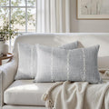 HOMEIDEAS Decorative Striped Throw Pillow Covers 20x12 Set of 2, Grey Farmhouse Pillow Covers, Neutral Faux Linen Cushion Covers for Couch Sofa Bed Home Decor