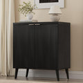 Homleke Buffet Cabinet with Storage, Modern Fluted Accent Sideboard with Doors & Adjustable Shelves, Buffet Table Entryway Cabinets for Living Room, Kitchen, Dining Room, Hallway, Black