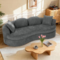 95” Modern Curved Sofa, Chenille Fabric Comfy Cloud Couch, No Assembly Required Half Moon Couch with Deep Seat, 4 Pillows for Living Room, Apartment, Bedroom