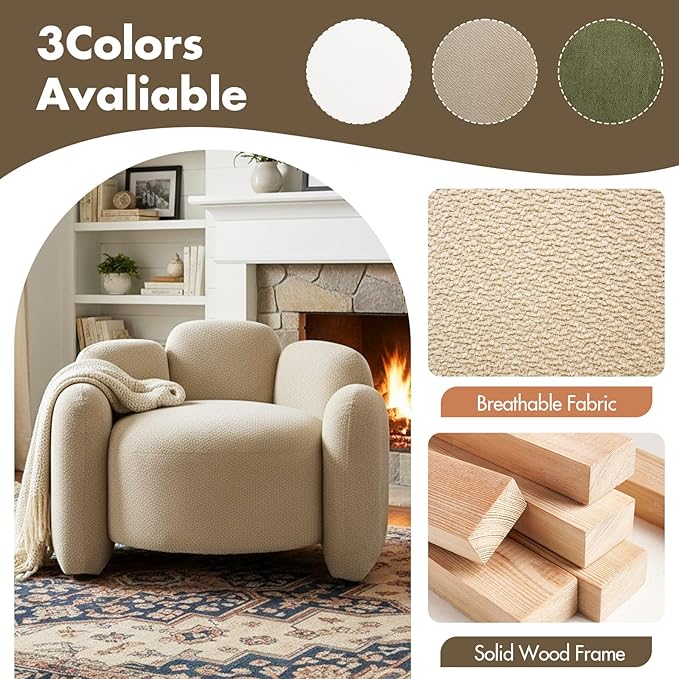 Hyfirm Mid-Century Modern Accent Chairs, Set of 2 (Pair) Upholstered Barrel Side Chairs with Solid Wood Base, Scandinavian Comfortable Reading Seating for Living Room, Bedroom, Study, Apartment