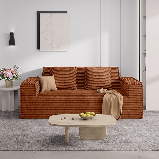 Luxanimarion 75'' Modern Loveseat Sofa, No Assembly Required Comfy Deep Seat Couches 1 pcs for Living Room, Bedroom, Apartment(Brown)