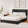 WEUP Queen Size Boucle Bed Frame, Upholstered Cloud Bed Frame with Adjustable Headboard, Soft Rounded Corners, No Box Spring Required, Easy Assembly, Black