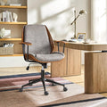 Modern Office Chair with Bentwood Polyester Upholstery Ergonomic Swivel Desk Chair with Adjustable Height for Home Office or Study Tan