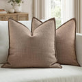 MIULEE Euro Sham Pillow Covers for Bed 24x24, 2 Pack Coco Brown Thick & Textured Decorative Throw Pillow Covers, Neutral Linen Cushion Cases, Modern Farmhouse Home Decor, No Filling