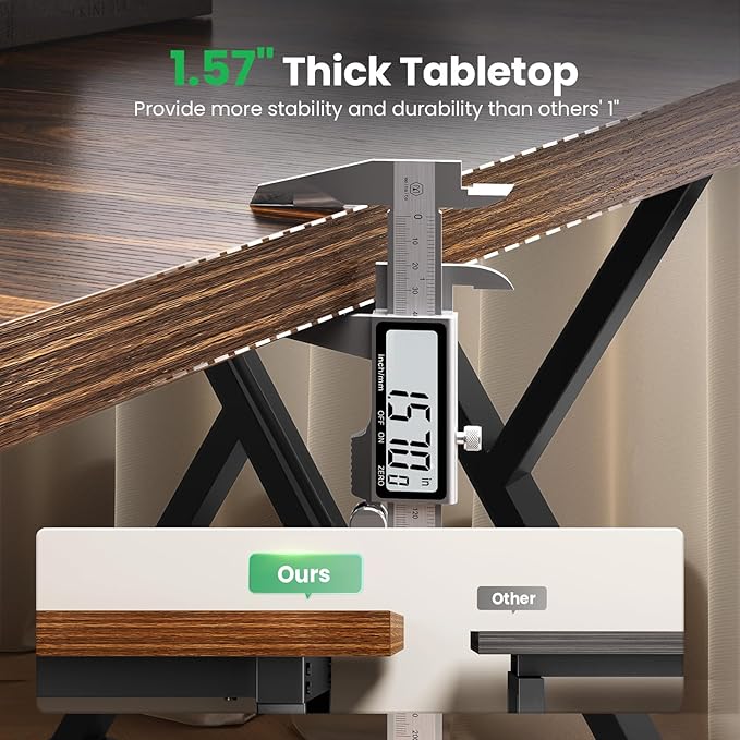 OHOHOLIVE 70.8" Large Executive Desk - Computer Office Desk Workstation, Modern Business Writing Table with Sturdy Metal Legs for Home Office (Wood Color, 71 Inch)