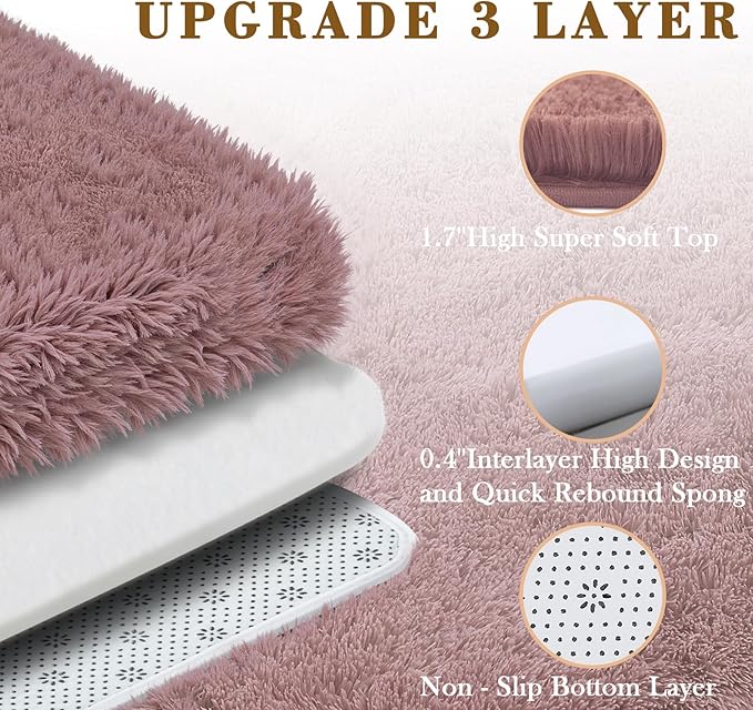 Area Rugs 10x14 Living Room, Shaggy Carpet Soft Plush Furry Bedside Rug Large Area Rugs for Bedroom Kids Girls Boys Home Decor Anti Slip(10 x 14, Blush)