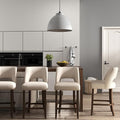 VKNOW Bar Stools Set of 4,Upholstered Counter Height Bar Stools,Modern Counter Stools with Wood Legs for Kitchen Island Dining Room Bar,White