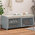 LUMISOL Shoe Bench with Storage and Cushion, Farmhouse Distressed Shutter Storage Bench with Retro Charm for Living Room, Entryway, Grey